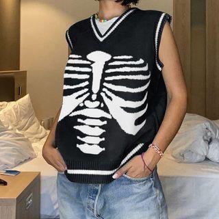 Rib Cage Print Sweater Vest