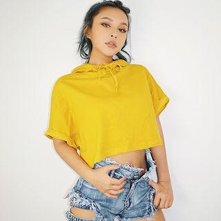 Loose-fit Hooded Crop T-shirt