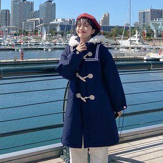 Fluffy Trim Hooded Duffle Coat
