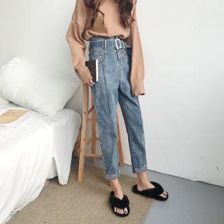 Buckled Slim-fit Jeans