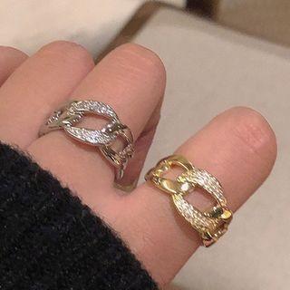 Chunky Chain Rhinestone Open Ring