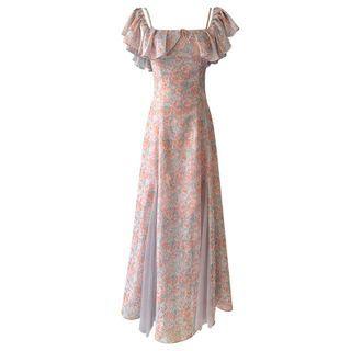 Cap-sleeve Floral Ruffle Midi Sundress