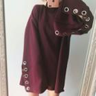 Slit Long-sleeve Long Pullover
