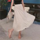 Band-waist Patterned Long Flare Skirt
