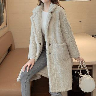 Furry Buttoned Coat Off-white - One Size