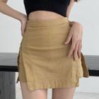 High-waist Zip-up Slited Pencil Skirt