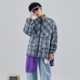 Plaid Zip Windbreaker