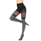 Mesh Panel Tights Black & Gray - One Size