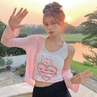 Rabbit Print Tank Top / Light Jacket
