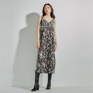 Patterned Pinafore Dress Black - One Size