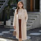 Wool Blend Snap-button Long Coat