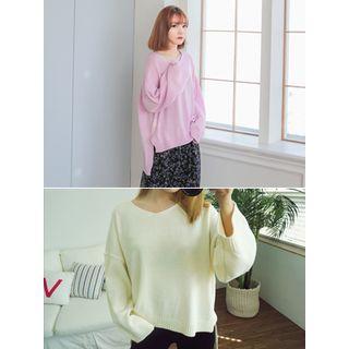 V-neck Dip-back Oversized Sweater