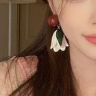 Flower Drop Earring 1 Pair - White & Red - One Size
