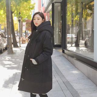 Drawstring-waist Hooded Long Puffer Coat