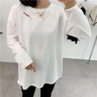 Long-sleeve Letter-embroidered T-shirt