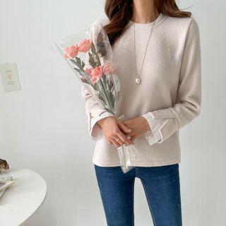 Shirt-cuff Ribbed Top