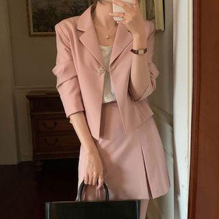 Set: One-button Blazer / Mini A-line Skirt