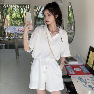 Elbow-sleeve Polo Shirt / Sweatshorts