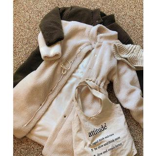 Drawstring-waist Faux-shearling Coat