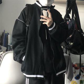 Stand Collar Contrast Stripe Zip Jacket
