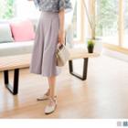 Side Buttoned Cropped Wide-leg Pants