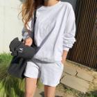 M Lange Sweatshirt & Sweatshorts Set Melange White - One Size