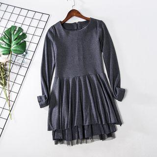 Long-sleeve A-line Mini Peplum Dress