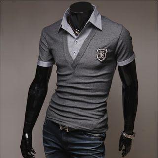 Layered-collar T-shirt