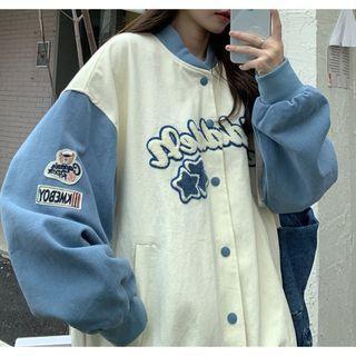 Letter Embroidered Applique Jacket