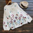 Floral Print Blouse White - One Size