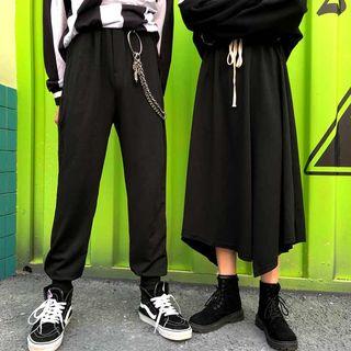 Cropped Harem Pants / Midi Asymmetric Skirt