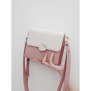 Marble-accent Faux Leather Flap Crossbody Bag