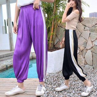 Contrast Trim Chiffon Baggy Pants