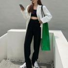 Plain Blazer / Slit Wide-leg Pants