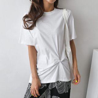 Knot-front Plain T-shirt