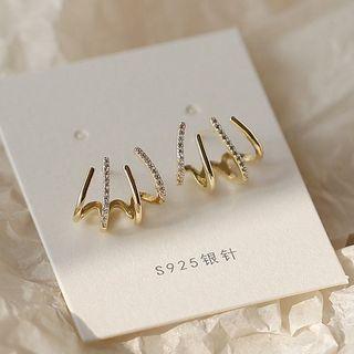 Rhinestone Hoop Earring 1 Pair - White - One Size