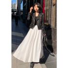 Band-waist Contrast-trim Flare Skirt