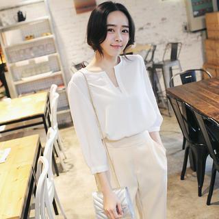 V-neck Dip-back Blouse