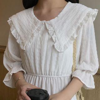 Lantern Sleeve Midi Tiered Dress