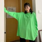 Long-sleeve Hooded Pullover Neon Green - One Size