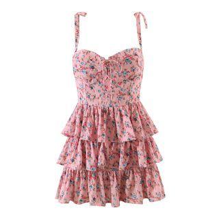 Spaghetti Strap Floral Mini Corset Dress