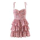 Spaghetti Strap Floral Mini Corset Dress