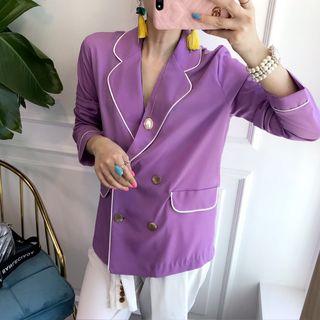 Contrast Trim Double Breast Shirt