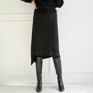 Inset Leggings Lace-trim Asymmetric Skirt