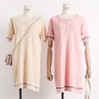 Loose-fit Colorblock Knit Polo Dress