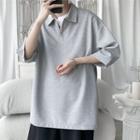 Short-sleeve Zip Neck Polo Shirt