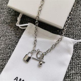 Alloy Padlock Pendant Necklace As Shown In Figure - One Size