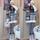 Loose-fit Bear Print Knit Sweater Sweater - One Size