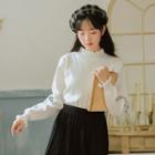 Stand-collar Embroidered Knit Top