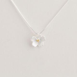 Sterling Silver Flower Necklace Xl0038 - Silver - One Size
